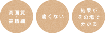 「高画質・高精細」「痛くない」「結果がその場で分かる」